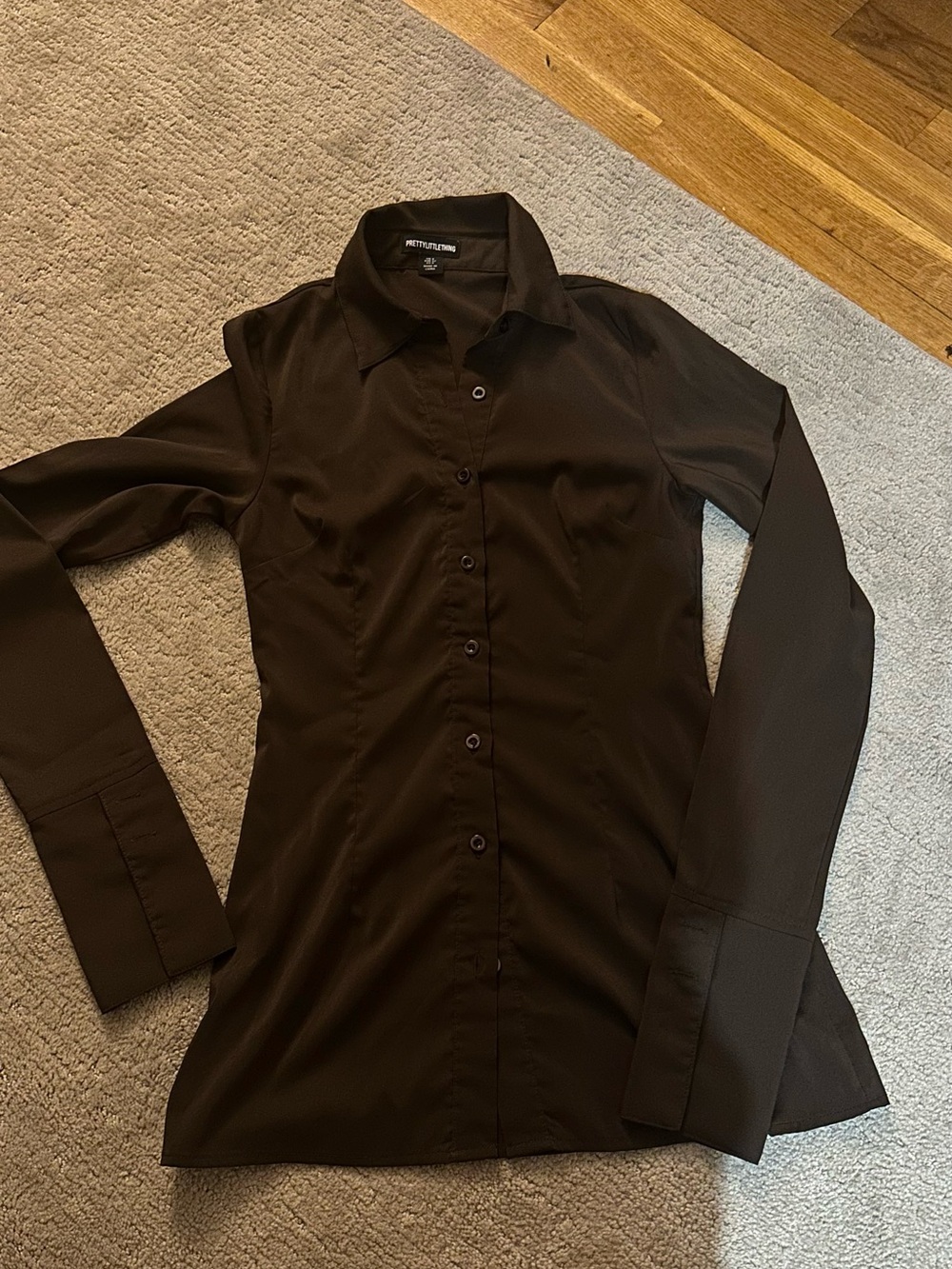 PrettyLittleThing Chocolate Brown Button-Up Shirt